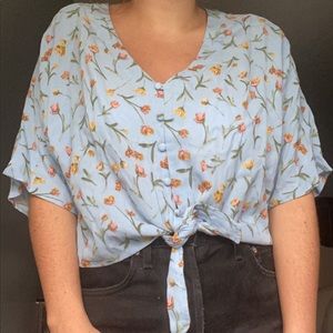KnotSisters floral front tie top